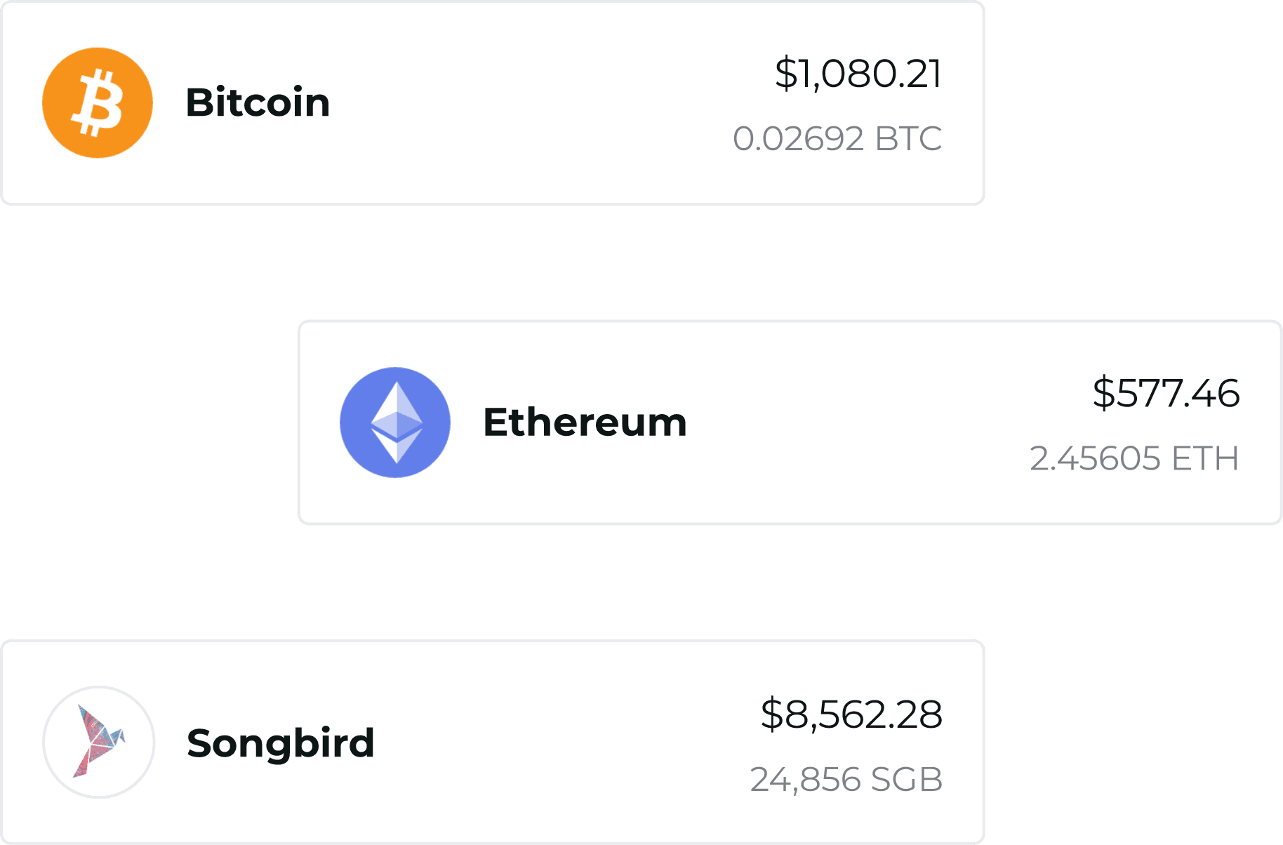 Bifrost wallet supports many crypto-currencies including Bitcoin, Ethereum and Songbird.